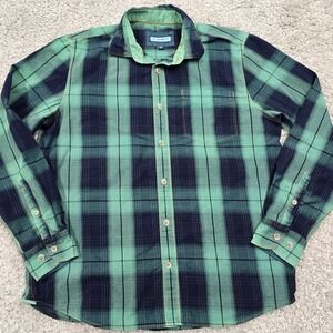 32 Bar Blues Mens Plaid Button Up Shirt Size M Green Soft Cotton‎ Indie